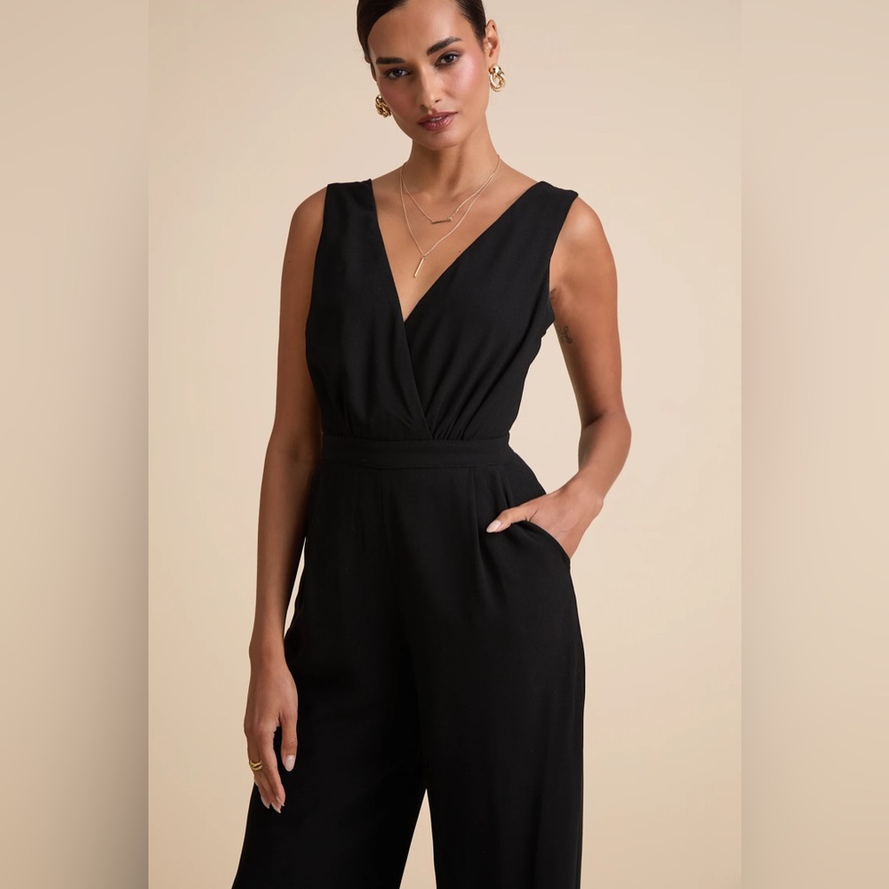 Dark Feminine Lace Wide Leg Evening Jumpsuit Chic - Picture 5 of 8
